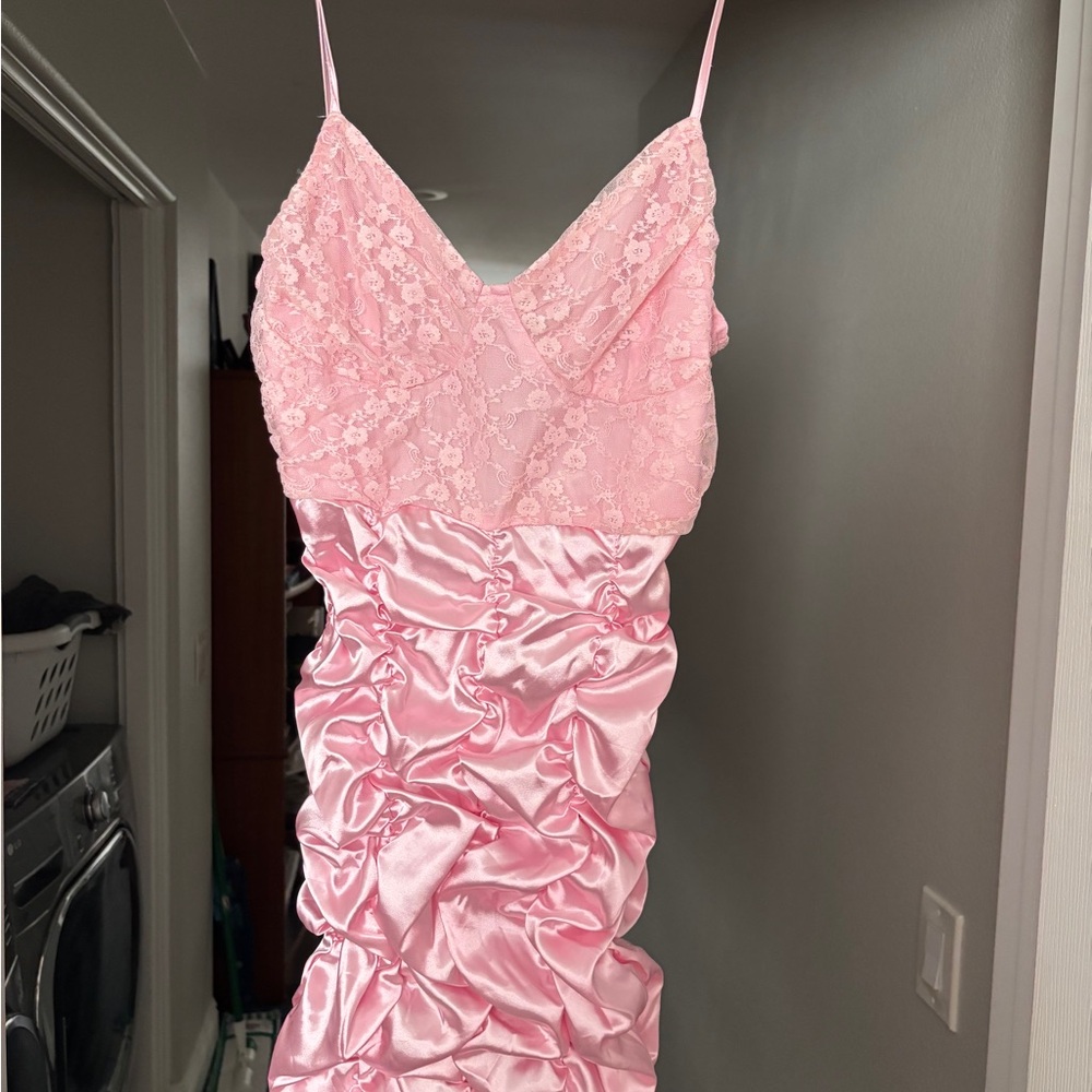 SHEIN Pink Satin Dress